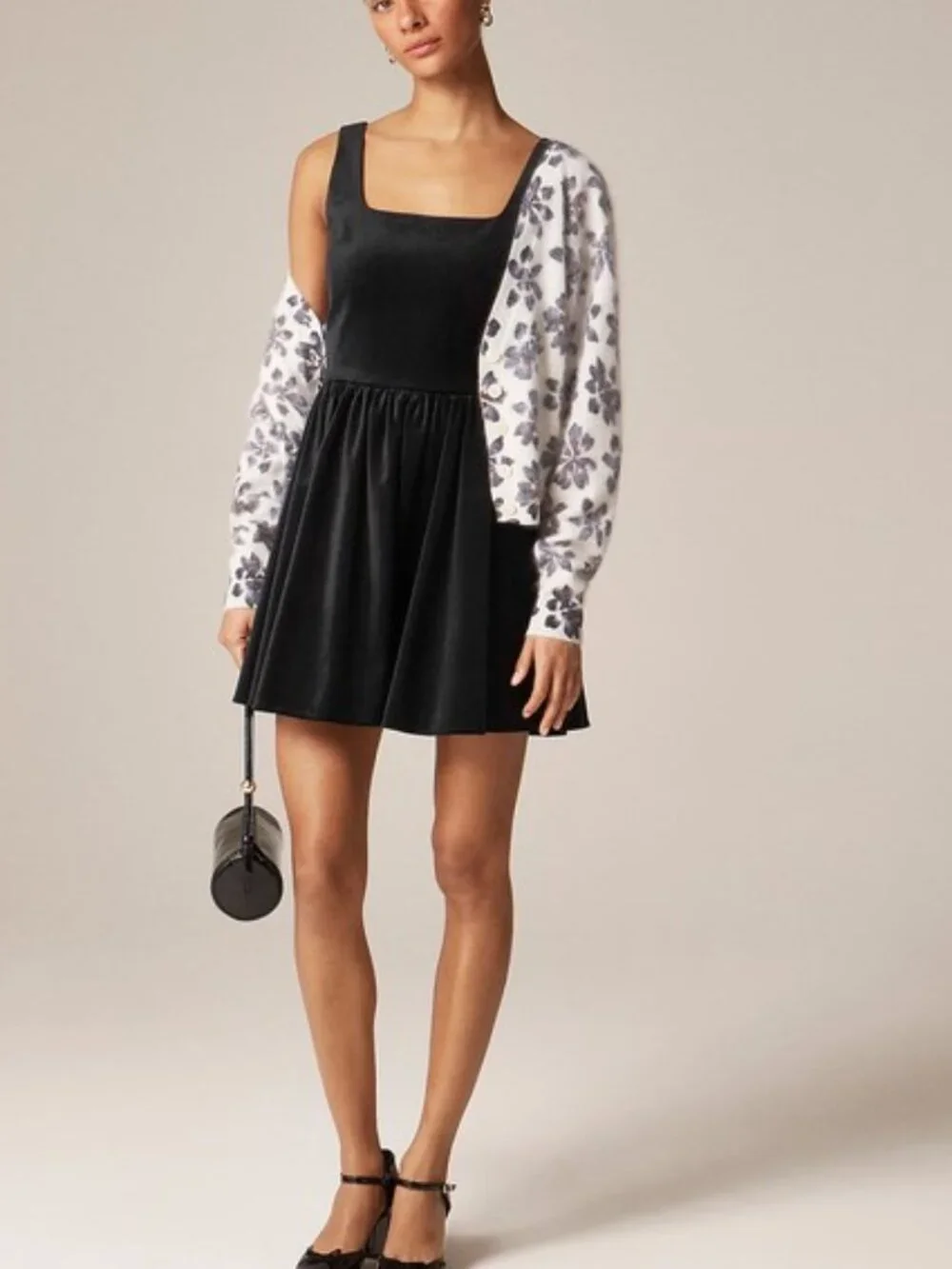 J. Crew Brushed cashmere party cardigan in floral print L